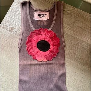 Handmade hand dyed stretchy tank tops with flower.